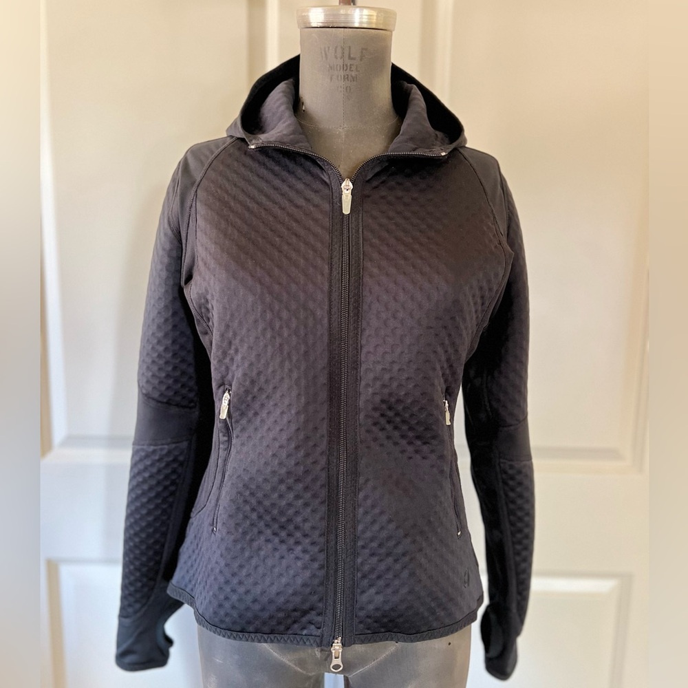 Nike Sphere Black Full Zip Hooded Jacket Thumbhole Cuffs Women’s S